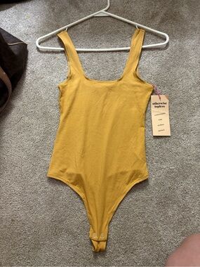 Otherwise Topless Mustard Ribbed Tank Bodysuit Sz XXS